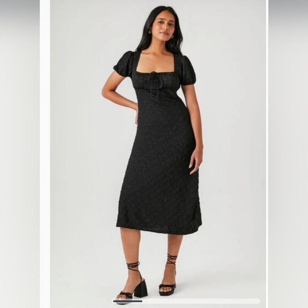 FOREVER 21 textured puffed sleeve midi dress NEW XL